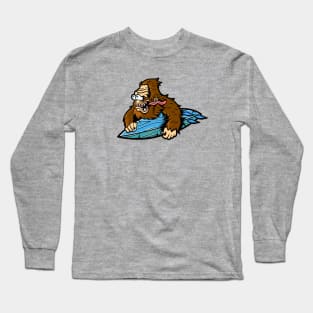 Sasquatch Surfer Cartoon Long Sleeve T-Shirt